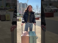 Valigia rigida antiurto rinforzata in ABS 1682, stile portabicchieri, rosa bagaglio da viaggio