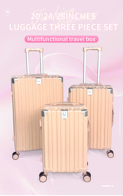 TravelPro 3-Piece Luggage Set with Spinner Wheels Hardside Suitcases 20/24/28 Inch TSA Lock USB Charging Cup Holder Makeup Bag for Men Women Black White Pink Yellow Grey Blue