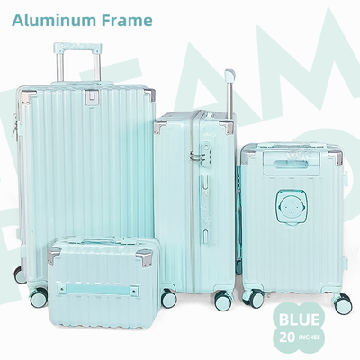 Un bon prix. Four piece set luggage Activité familiale Porteur de tasse en plein air Valige de 14 pouces (sac cosmétique) + voyage pratique 20 pouces + 24 pouces + 28 pouces épaissie résistante à l'usure anti-chute, équipée d'un port de charge USB en ligne