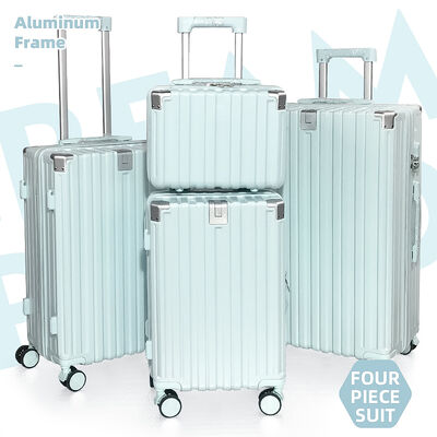 Un buon prezzo. Set di 4 valigie per attività familiari all'aperto, con portabicchieri, valigia da 14 pollici (borsa cosmetica) + comodo trolley da 20 pollici + 24 pollici + 28 pollici, ispessito, anti-caduta, resistente all'usura, dotato di porta di ricarica USB in linea