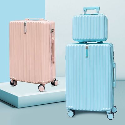 Blue color Luggage universal wheel zipper 20 students strong and durable password leather suitcase 24 inchesin Spinner Wheeled Luggage
