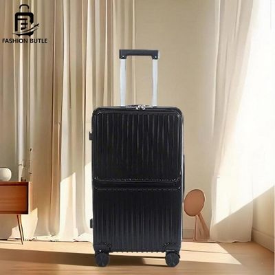 Good price Front-Opening Pocket Laptop Suitcase with USB Power Port | Cabin Size (Black, 20-inch) | Suitcase Supplier Features Hidden Cup Holder | PC Hard-Shell Suitcase online